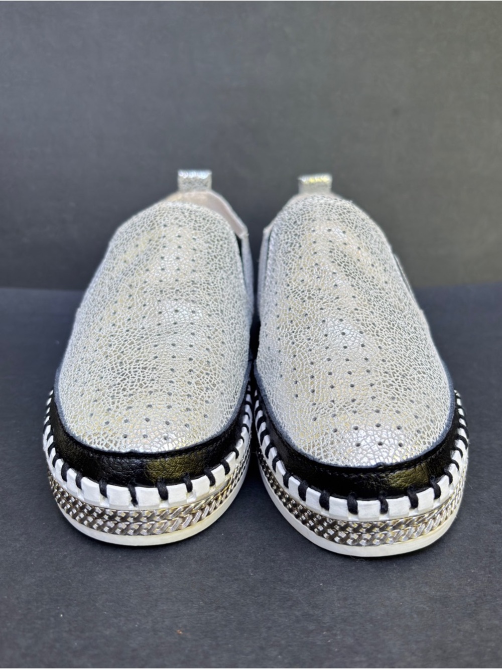 Bernie Mev Size US 6 (37) Metallic Slip On Sneakers Y2K - Picture 3 of 8
